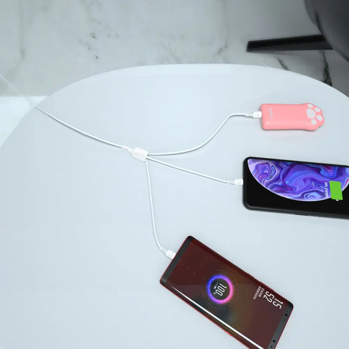 USB cable - USB C / micro USB / Lightning 480Mb/s 6A 1.2m - white - Cell phone cables<<<HurtelXML