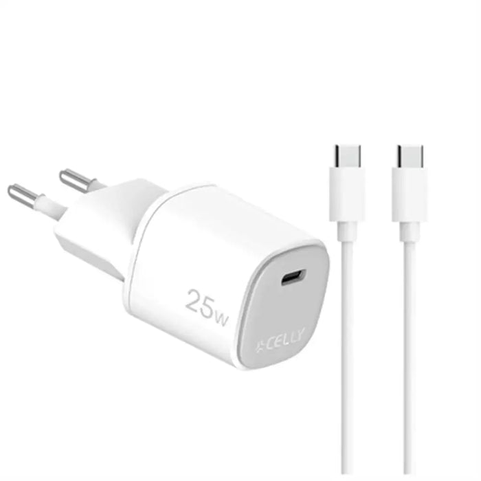 USB Cable Celly UPTC1USBC25WCTC White - Електроника Телефони и таблети<<<Компютри| Електроника<<<BigBuy&&&USB зарядни и