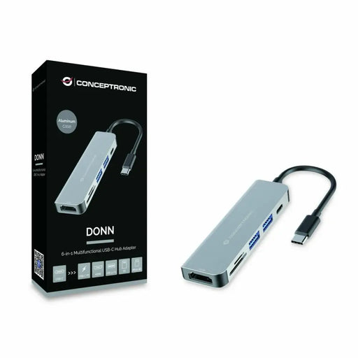 USB Hub Conceptronic 6 in 1 Grey Aluminium - Компютър Мрежи и компоненти<<<Компютри| Електроника<<<BigBuy&&&HUB