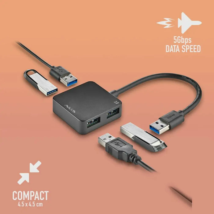 USB Hub NGS IHUB3.0TINY Black - Компютър Мрежи и компоненти<<<Компютри| Електроника<<<BigBuy&&&HUB USB<<<Компютър Мрежи