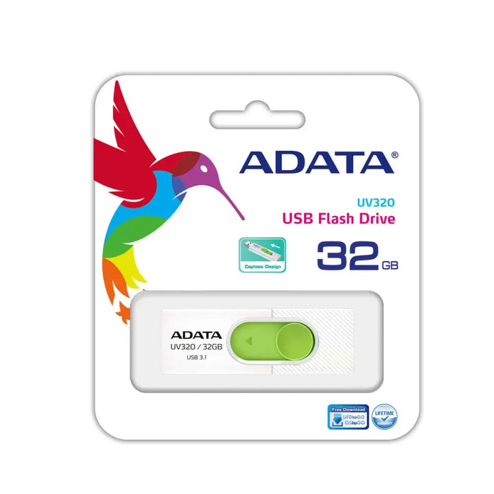 USB stick Adata UV320 32 GB White/Green - USB флаш устройства<<<Компютър Мрежи и компоненти<<<Компютри|
