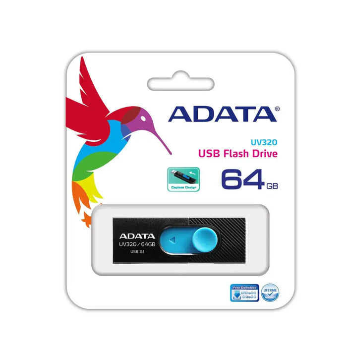 USB stick Adata UV320 64 GB Black/Blue - USB флаш устройства<<<Компютър Мрежи и компоненти<<<Компютри|