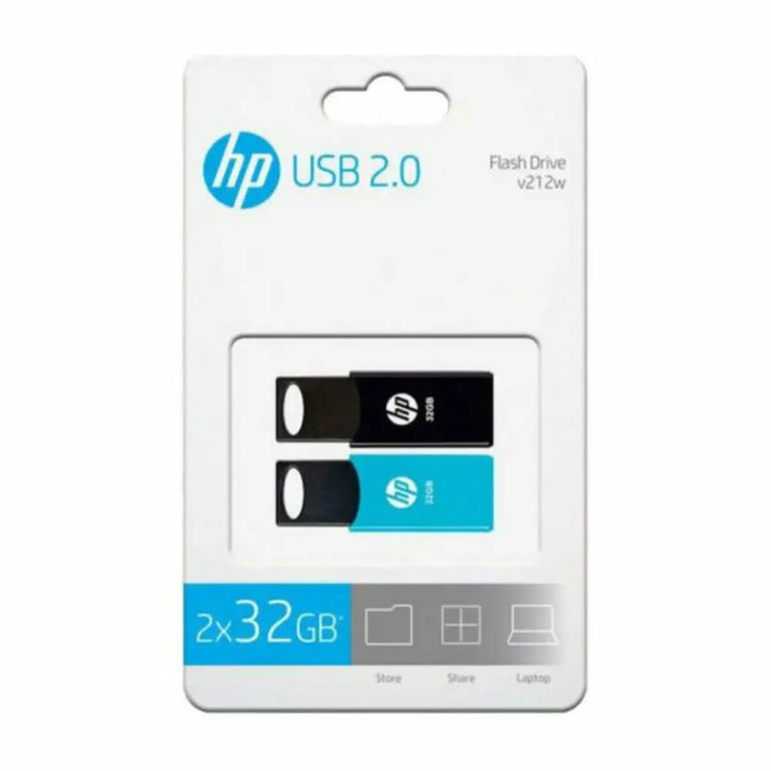 USB stick PNY HPFD212-32-TWIN USB 2.0 Black Black/Blue 32 GB (2 Units) (2 uds) - Компютър Мрежи и