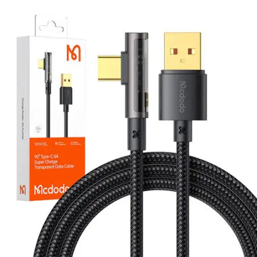 USB to USB-C Prism 90 degree cable Mcdodo CA-3380 6A 1.2m (black) - USB to USB-C<<<USB cables<<<GSM