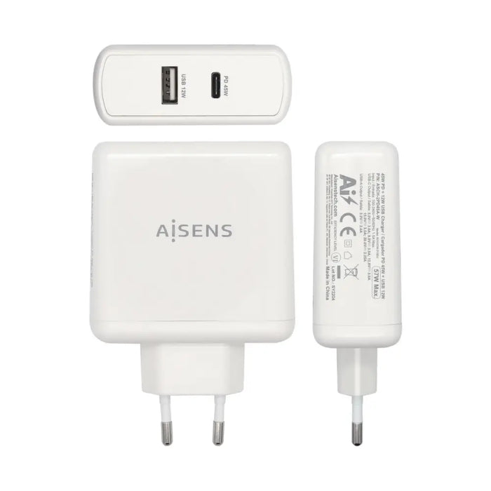 USB Wall Charger Aisens ASCH-2PD45A-W White 57 W USB-C (1 Unit) - Електроника Телефони и таблети<<<Компютри|
