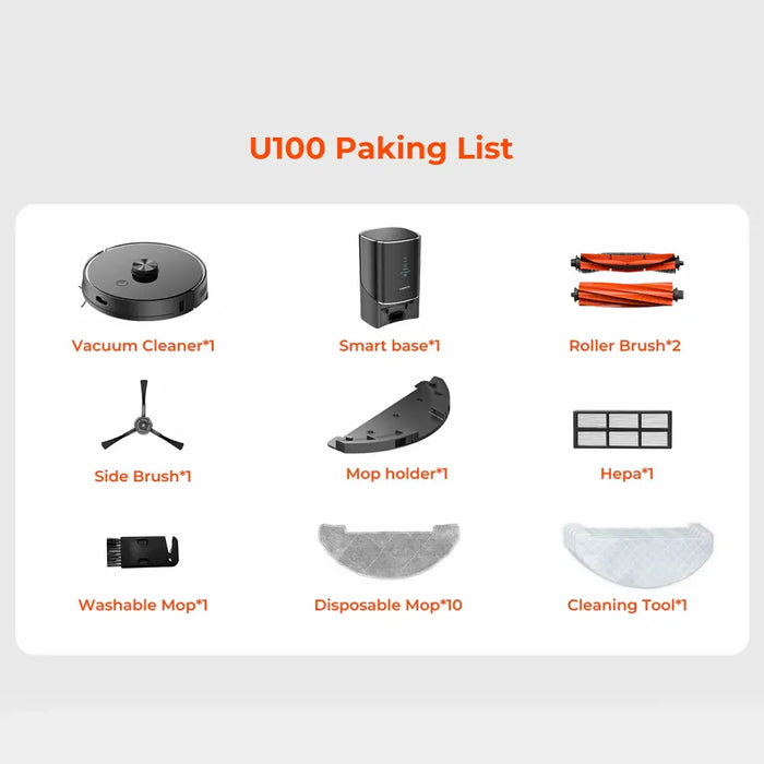 UWANT U100 Robot Vacuum Cleaner with Mop Function + Charging/Cleaning Station - Black - Household appliances<<<HurtelXML