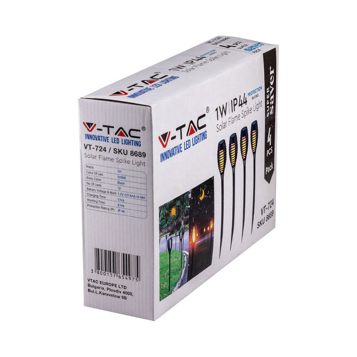SOLAR GARDEN PEG 1W 2200K IP44 4 PCS V-TAC