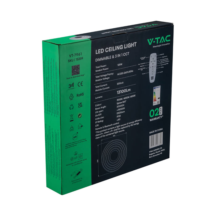 LED CEILING LAMP 125W 3000-6500K Ф50 DIMMABLE V-TAC