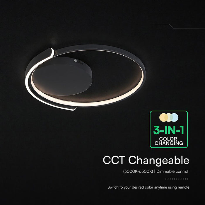 LED CEILING LIGHT 70W REMOTE CONTROL BLACK CIRCLE 84025 V-TAC