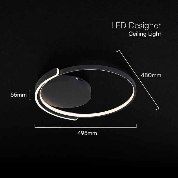LED CEILING LIGHT 70W REMOTE CONTROL BLACK CIRCLE 84025 V-TAC