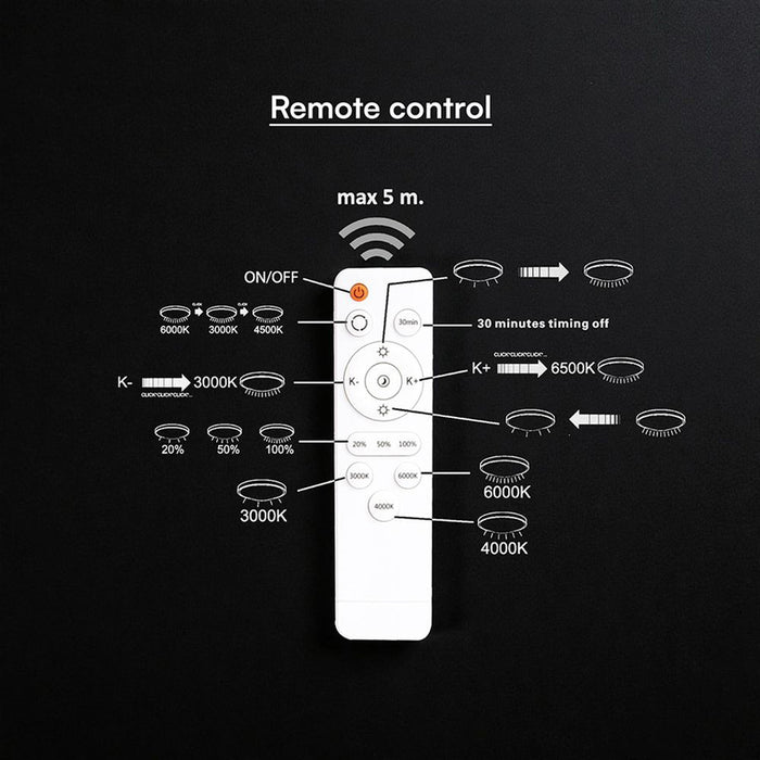 LED CEILING LIGHT 75W REMOTE CONTROL BLACK SQUARE 84025 V-TAC
