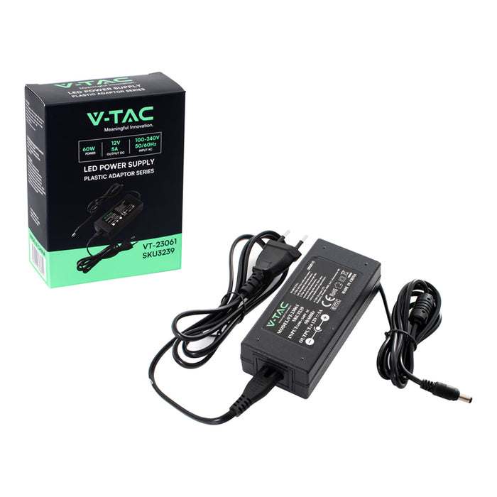 LED TRANSFORMER 60W 5A 12V, IP44 V-TAC
