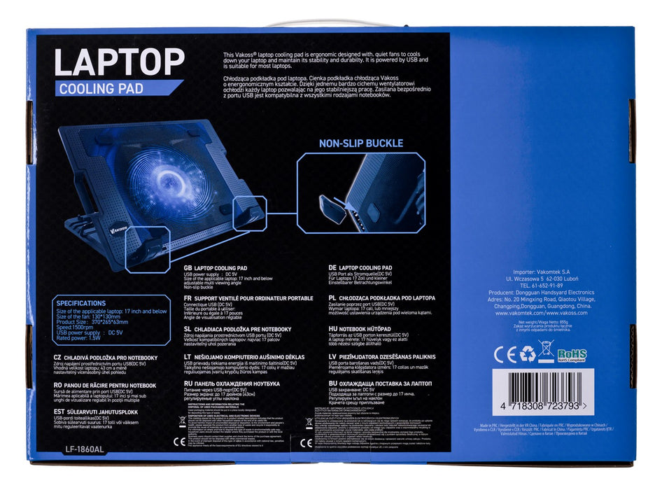 Vakoss LF-1860AL laptop cooling pad 43.2 cm (17") Black