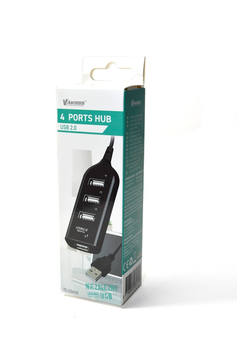 Vakoss TC-234UX interface hub USB 2.0 Black