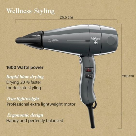 Professional hair dryer VALERA Swiss Ioncare SIC 7.5 RC, 2000 W, Grey