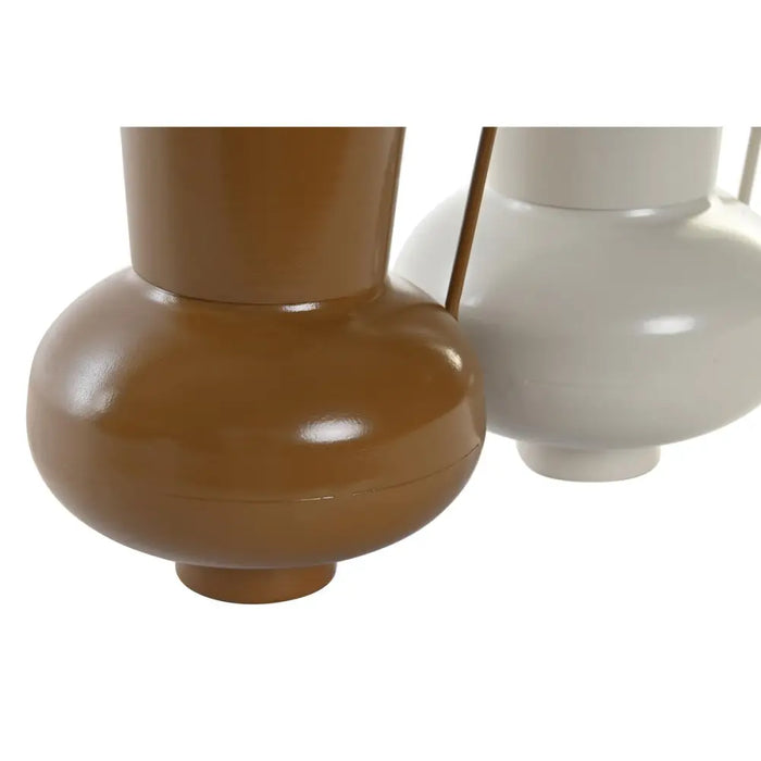 Vase DKD Home Decor 13 x 12.5 x 17 cm Beige Metal Orange Mustard (2 Units) - Декорация и Осветление<<<Дом