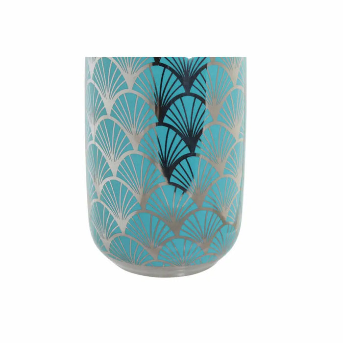 Vase DKD Home Decor 13 x 13 x 26 cm Porcelain Turquoise Oriental Chromed - Декорация и Осветление<<<Дом