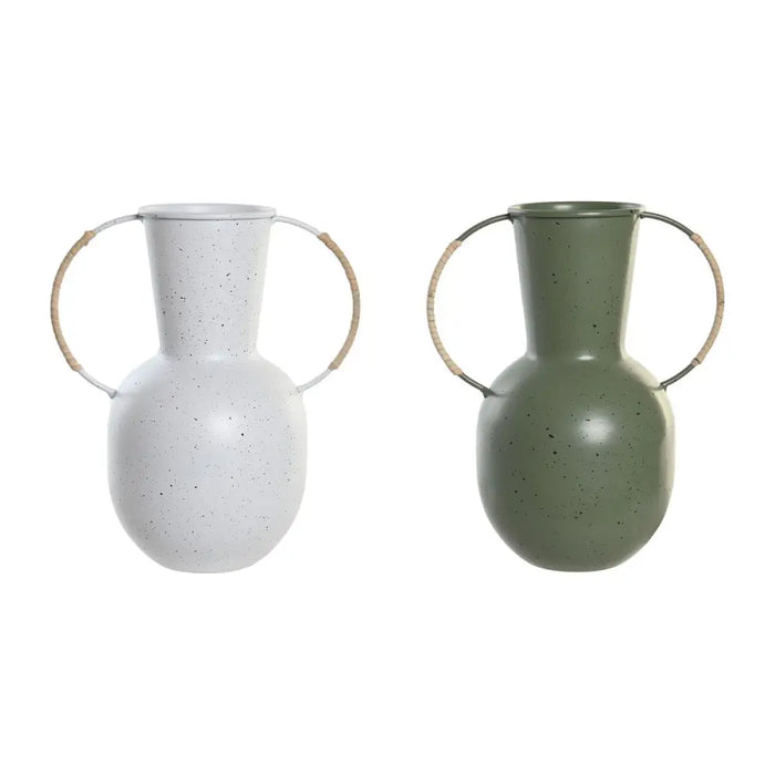 Vase DKD Home Decor 20 x 13 x 24 cm Metal Terracotta White Green (2 Units) - Декорация и Осветление<<<Дом