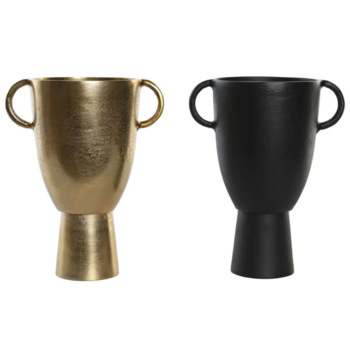 Vase DKD Home Decor 23 x 16 x 29 cm Black Golden Aluminium Modern (2 Units) - Декорация и Осветление<<<Дом