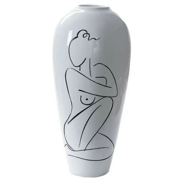 Vase DKD Home Decor Abstract White Resin Modern (34 x 34 x 73.5 cm) - Декорация и Осветление<<<Дом