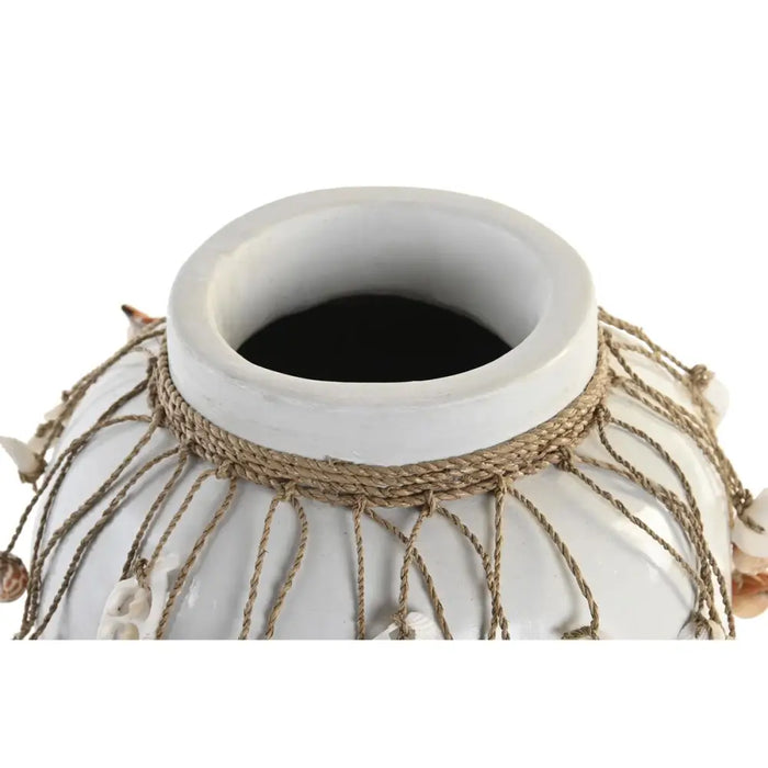 Vase DKD Home Decor Blue White Bamboo Shells 20 x 20 x 26 cm (2 Units) - Декорация и Осветление<<<Дом