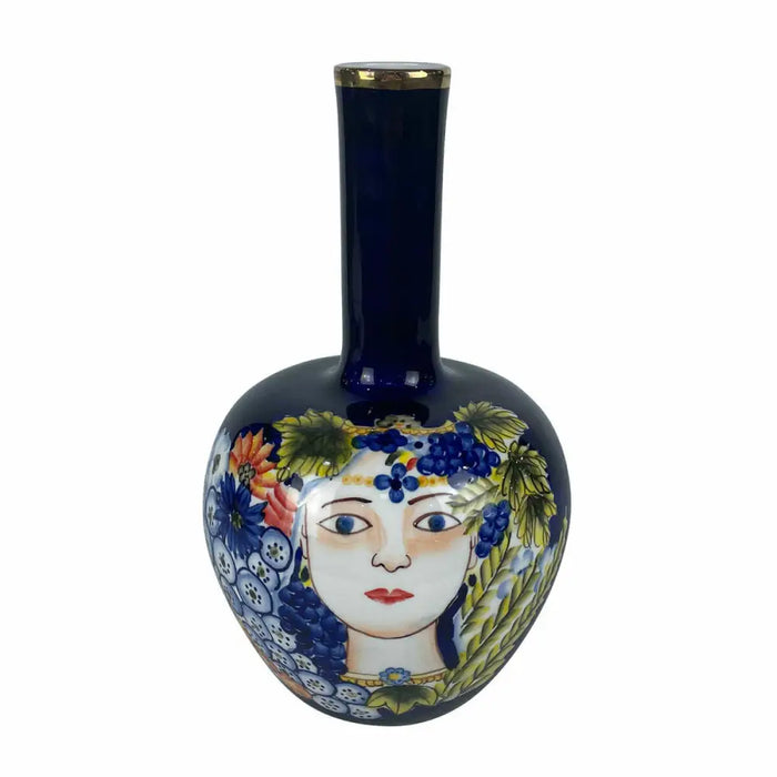 Vase DKD Home Decor Face Porcelain Blue Multicolour 17 x 17 x 30 cm - Декорация и Осветление<<<Дом