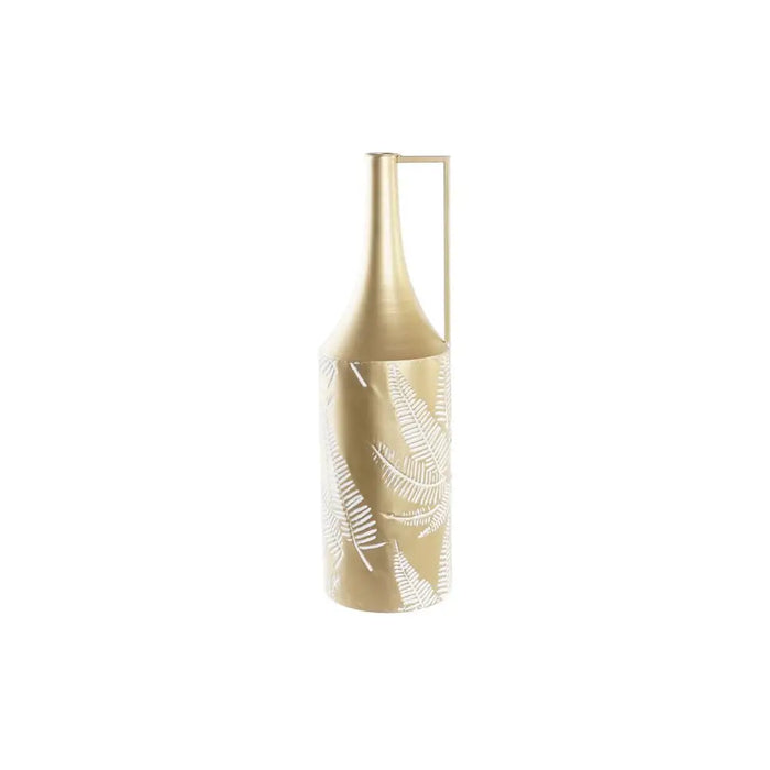 Vase DKD Home Decor Golden Metal Cream Tropical Leaf of a plant (21 x 21 x 71 cm) - Декорация и Осветление<<<Дом