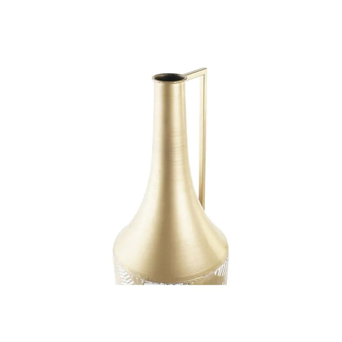 Vase DKD Home Decor Golden Metal Cream Tropical Leaf of a plant (21 x 21 x 81 cm) - Декорация и Осветление<<<Дом