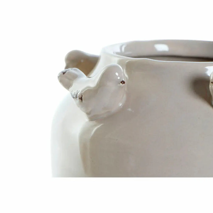 Vase DKD Home Decor Porcelain Grey Beige Birds Shabby Chic (15 x 15 x 13,5 cm) (2 Units) - Декорация и Осветление<<<Дом