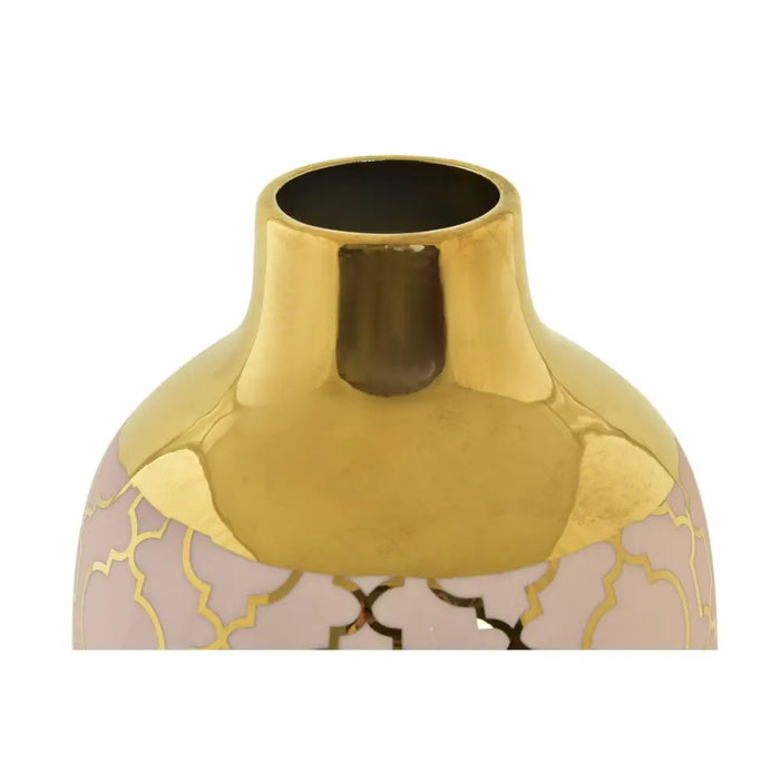 Vase DKD Home Decor Porcelain Pink Golden Oriental (15 x 15 x 41,5 cm) - Декорация и Осветление<<<Дом
