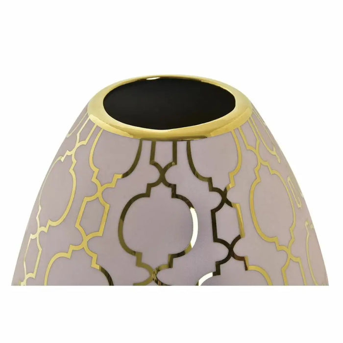 Vase DKD Home Decor Porcelain Pink Golden Oriental Chromed 16 x 16 x 18 cm - Декорация и Осветление<<<Дом