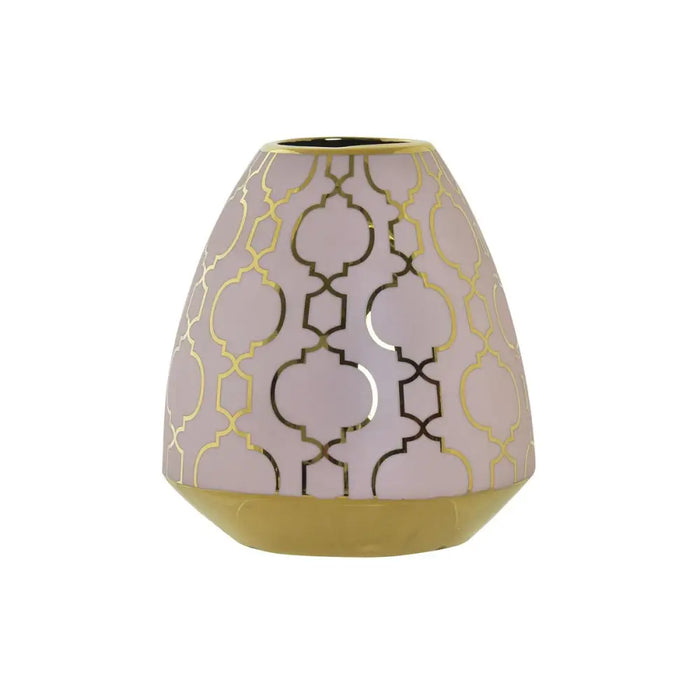 Vase DKD Home Decor Porcelain Pink Golden Oriental Chromed 16 x 16 x 18 cm - Декорация и Осветление<<<Дом