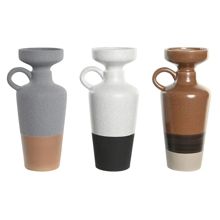 Vase DKD Home Decor White Grey Terracotta Porcelain 13,3 x 11 x 27,3 cm 13,3 x 11 x 28 cm (3 Units) - Декорация и