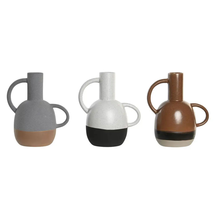 Vase DKD Home Decor White Grey Terracotta Porcelain 19,5 x 12 x 22,6 cm (3 Units) - Декорация и Осветление<<<Дом
