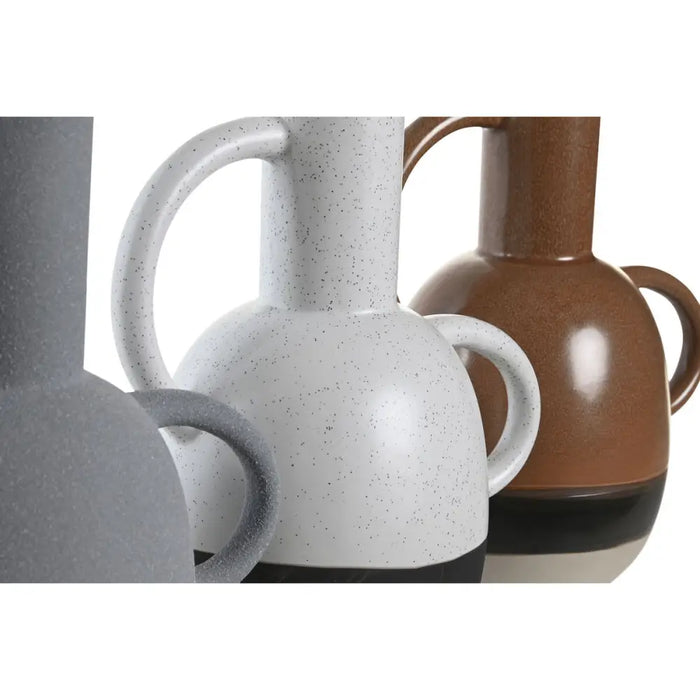 Vase DKD Home Decor White Grey Terracotta Porcelain 19,5 x 12 x 22,6 cm (3 Units) - Декорация и Осветление<<<Дом