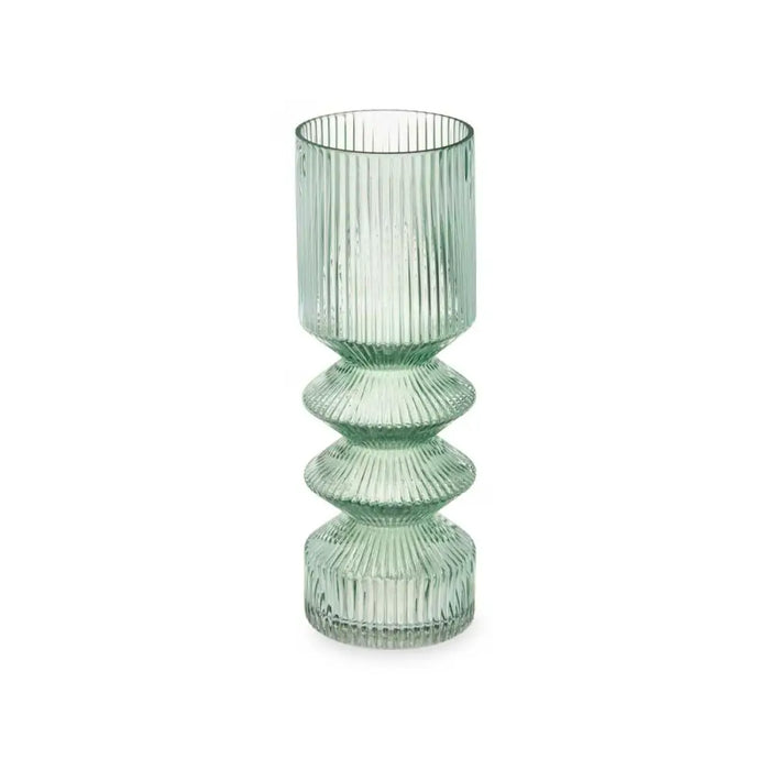 Vase Gift Decor Green Crystal Stripes 8 x 23 x 8 cm (8 Units) - Декорация и Осветление<<<Дом Градина<<<BigBuy&&&Украса