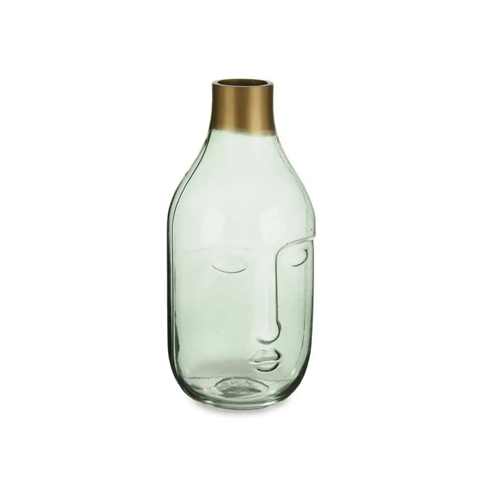Vase Gift Decor Green Glass Face 11 x 24,5 x 12 cm (6 Units) - Декорация и Осветление<<<Дом Градина<<<BigBuy&&&Украса