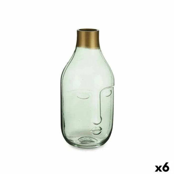 Vase Gift Decor Green Glass Face 11 x 24,5 x 12 cm (6 Units) - Декорация и Осветление<<<Дом Градина<<<BigBuy&&&Украса