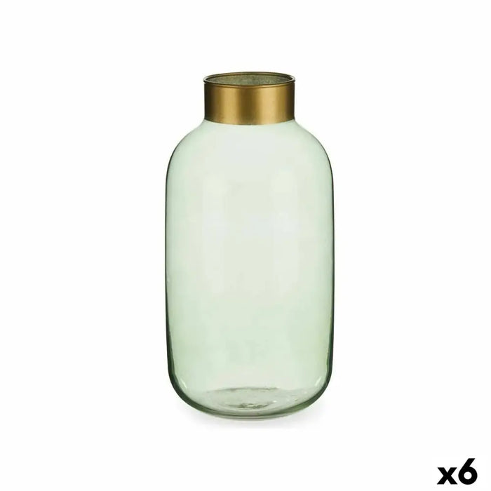 Vase Gift Decor Green Golden Glass 14,5 x 29,5 x 14,5 cm (6 Units) - Декорация и Осветление<<<Дом