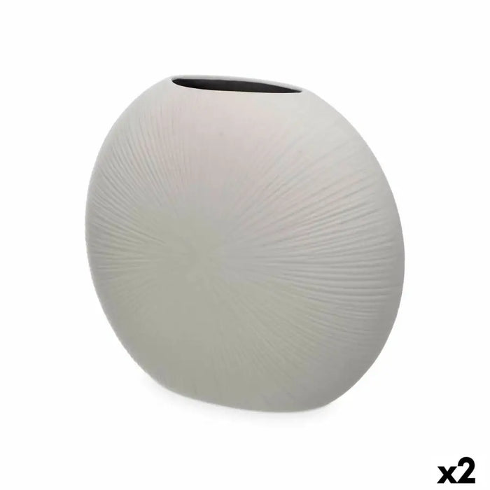 Vase Gift Decor Grey Ceramic Circular 36 x 34 x 16 cm (2 Units) - Декорация и Осветление<<<Дом