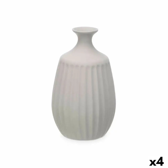 Vase Gift Decor Grey Ceramic Stripes 19 x 31 x 19 cm (4 Units) - Декорация и Осветление<<<Дом Градина<<<BigBuy&&&Украса