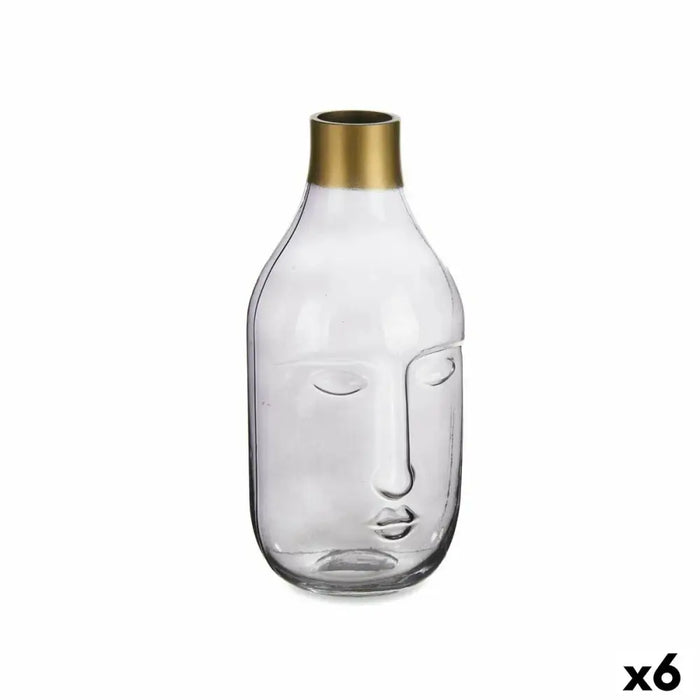 Vase Gift Decor Grey Glass Face 11 x 24,5 x 12 cm (6 Units) - Декорация и Осветление<<<Дом Градина<<<BigBuy&&&Украса за