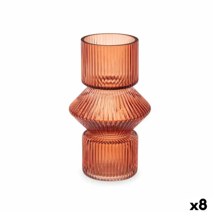 Vase Gift Decor Orange Tile Crystal Stripes 9,5 x 16,5 x 9,5 cm 10,5 x 17,5 x 10,5 cm (8 Units) - Декорация и