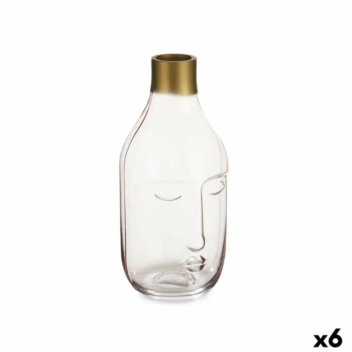 Vase Gift Decor Pink Glass Face 11 x 24,5 x 12 cm (6 Units) - Декорация и Осветление<<<Дом Градина<<<BigBuy&&&Украса за