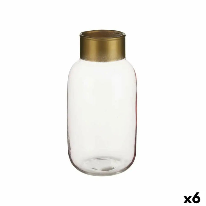 Vase Gift Decor Pink Golden Glass 11,5 x 24 x 11,5 cm (6 Units) - Декорация и Осветление<<<Дом