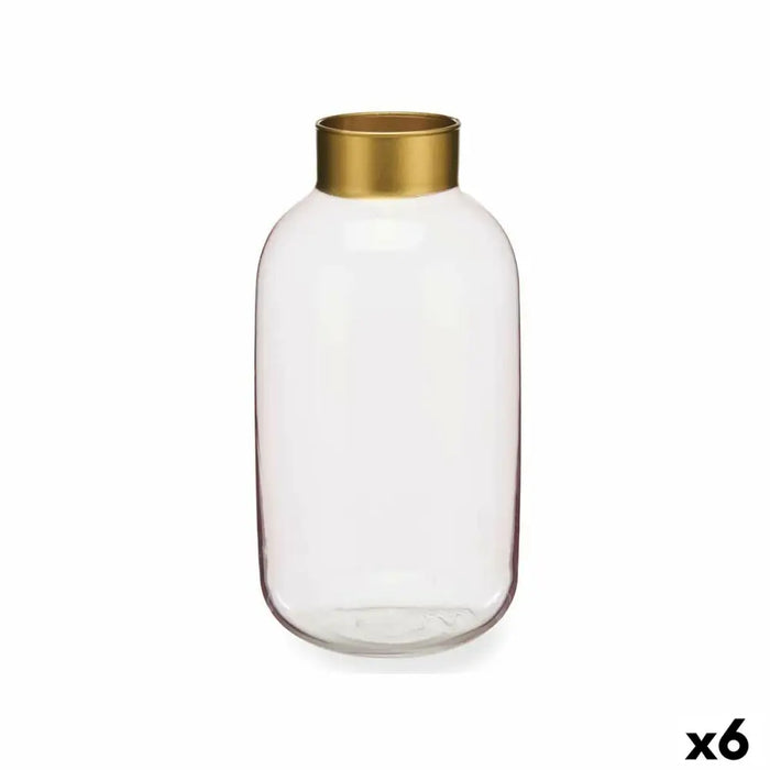 Vase Gift Decor Pink Golden Glass 14,5 x 29,5 x 14,5 cm (6 Units) - Декорация и Осветление<<<Дом