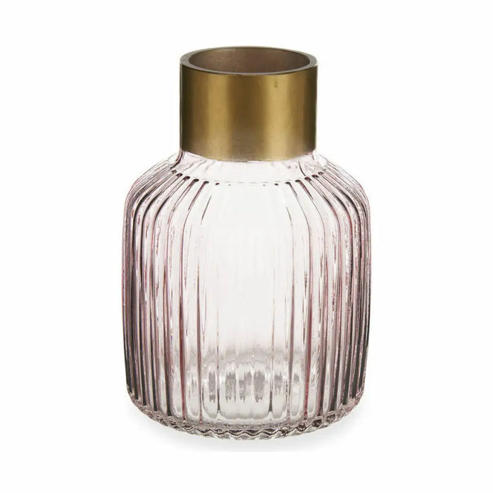 Vase Gift Decor Pink Golden Glass Stripes 14,5 x 22 x 14,5 cm (6 Units) - Декорация и Осветление<<<Дом