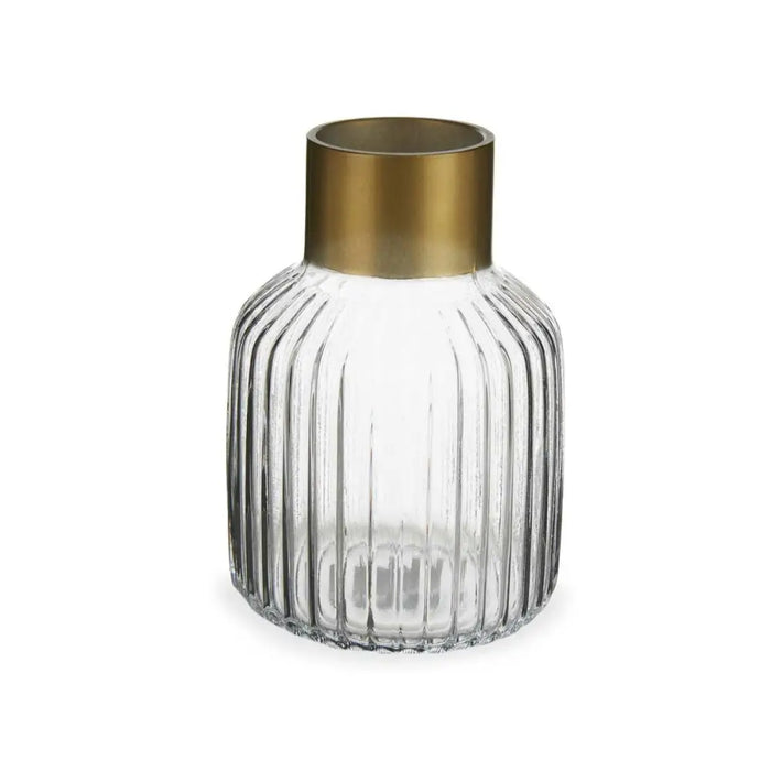Vase Gift Decor Transparent Golden Glass 14,5 x 22 x 14,5 cm (6 Units) - Декорация и Осветление<<<Дом
