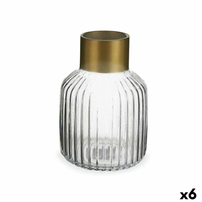 Vase Gift Decor Transparent Golden Glass 14,5 x 22 x 14,5 cm (6 Units) - Декорация и Осветление<<<Дом