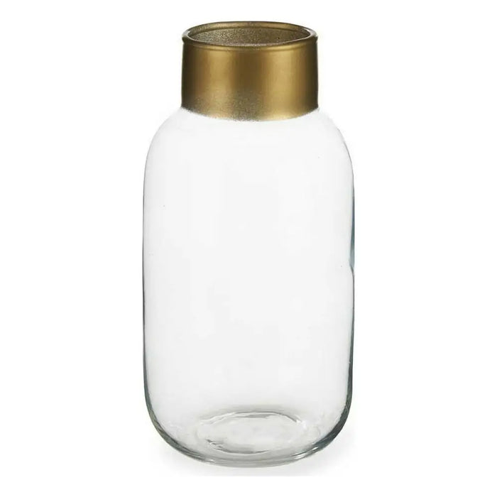 Vase Gift Decor Transparent Golden Glass Smooth 11,5 x 24 x 11,5 cm - Декорация и Осветление<<<Дом